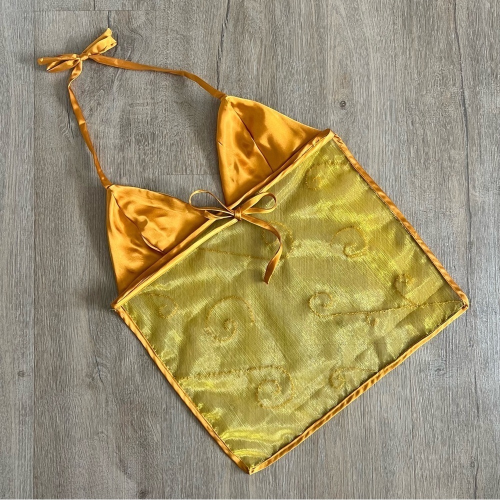 Handmade Y2K Fairycore Goddess Embellished Halter Babydoll Vest Top - Gold - XS - Picture 6 of 9